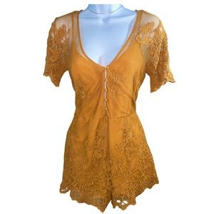 Golden Sheer Mesh Romper